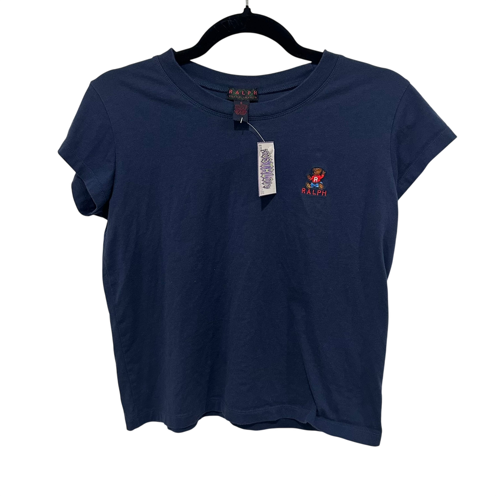 rare Ralph Lauren navy short sleeve tee with embroidered teddy bear logo